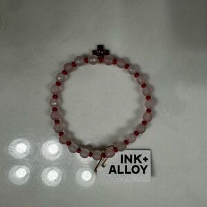 INK+ALLOY Pink Red Beaded Cross Bracelet